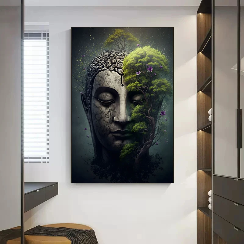 Buddhism Zen Religion Meditation Poster and Print Canvas Painting Wall Art Buddha In Nature Abstract Picture For Room Home Decor