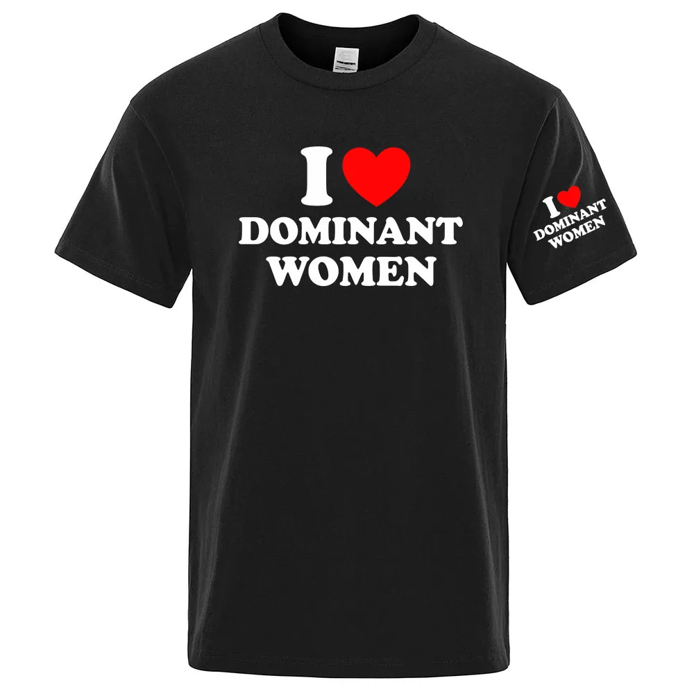 I Love Dominant Women Graphic Men's Pure Cotton T-shirt, Outdoor Sports Short Sleeve Red Bull Breathable Base Shirt
