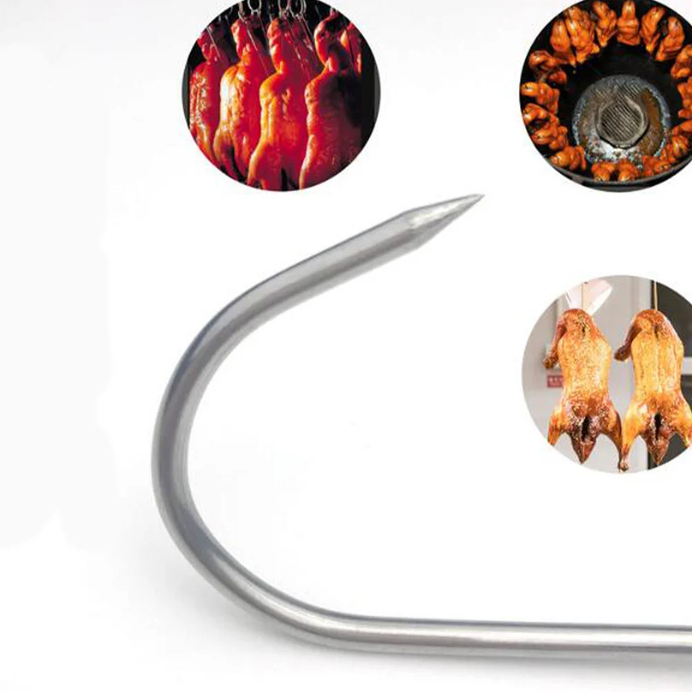 

2Pcs Stainless Steel Meat Hooks Double Hooks Rust Proof Hanging Rack Drying Meat Butchers Hunters Bbq Processing