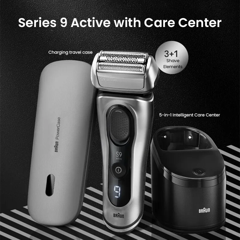 Braun S9 Active Electric Shaver 9077Cc with 5-In-1 Care Center & Charging Travel Case