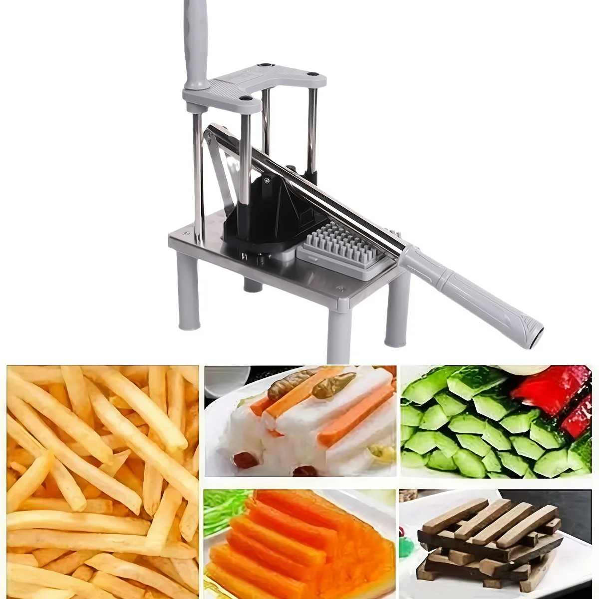 

Manual Fries Machine Commercial Vegetable Fruit Meat Chopper Dicer Cutting Machine Stainless Steel Potato Cutter French Slicer