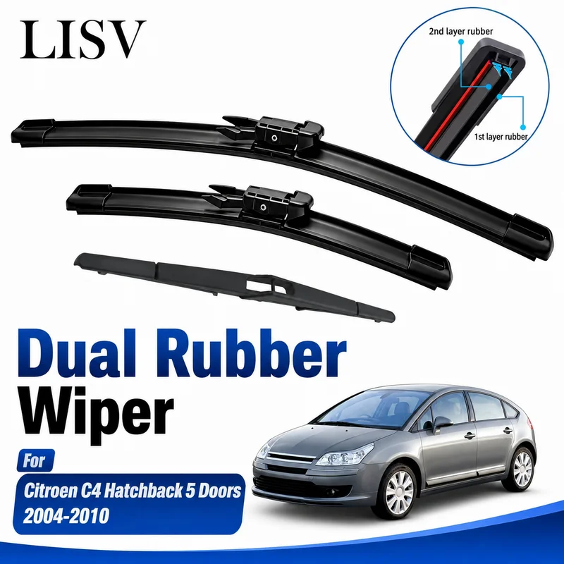 Windshield Windscreen Wiper Blades For Citroen C4 Hatchback 5 Doors Front Rear Window 2004 2005 2006 2007 2008 2009 2010