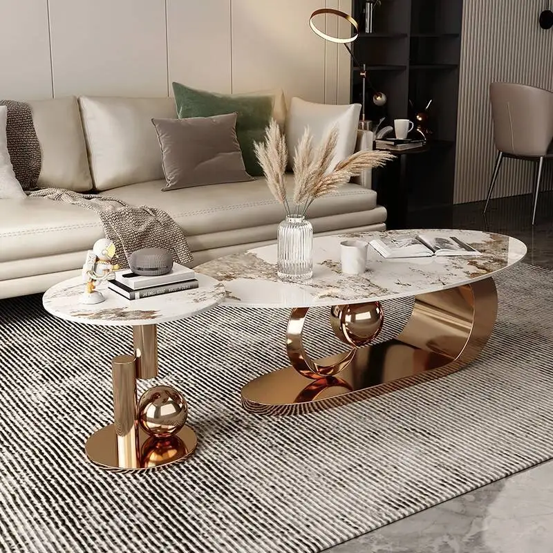 Mesas Laterais de Café em Mármore, Mesas Simples de Luxo Nórdico, Mesas Baixas Industriais para Quarto, Mesas de Centro para Sala, Móveis