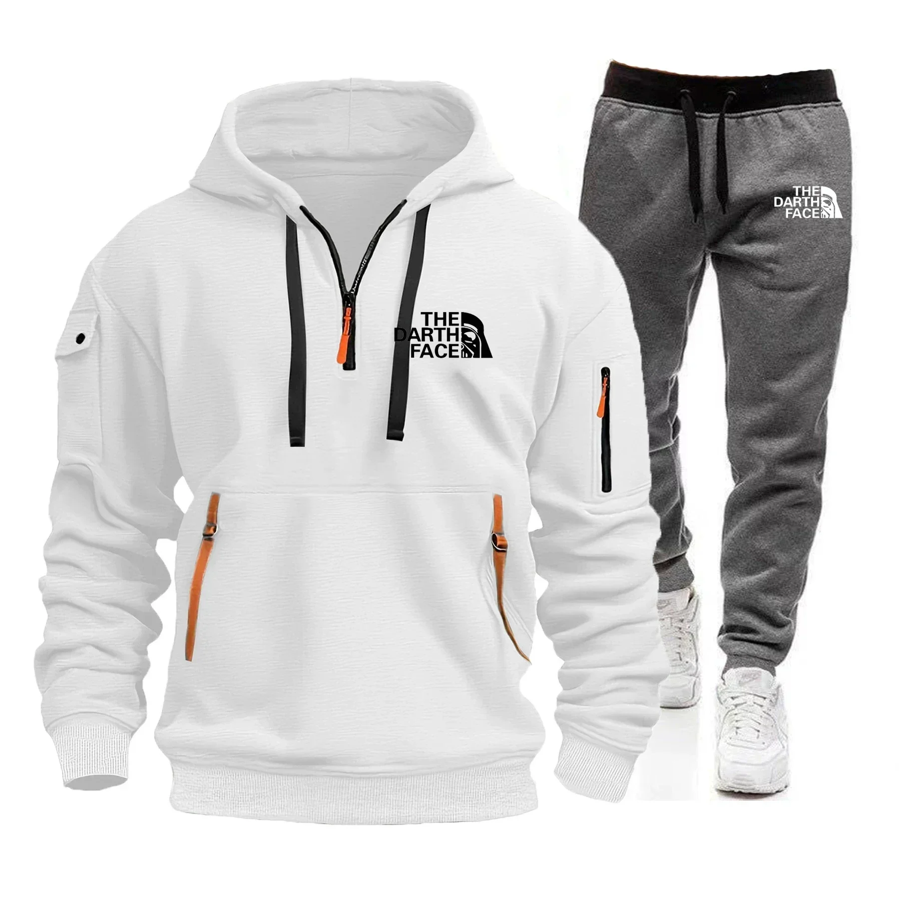 

2026Men's Sportswear Set, Men's Two-piece Sportswear + Jogging Pants, Men's Fashionable and Casual Half-zipper Pocket Sportswear