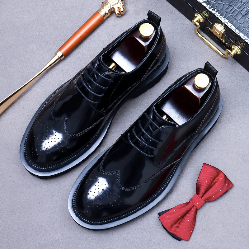 Handmade Mens Dress Shoes Luxury Genuine Leather 2024 Fashion New Style British Trend Brogues Wedding Business Shoes for Male