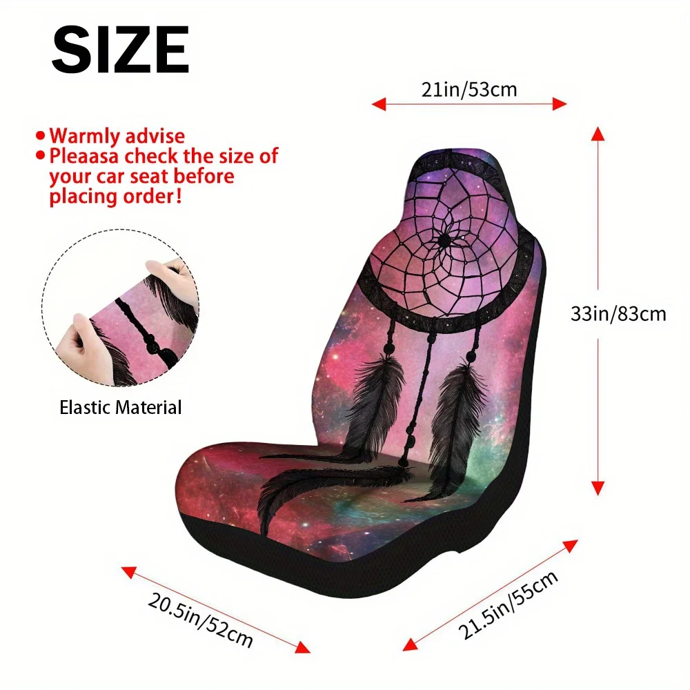 2pcs Cosmic Dreamcatcher Themed Car Seat Cover Set – Universal Fit, High-Quality Full Set Of Front Seat Protectors, Durable And