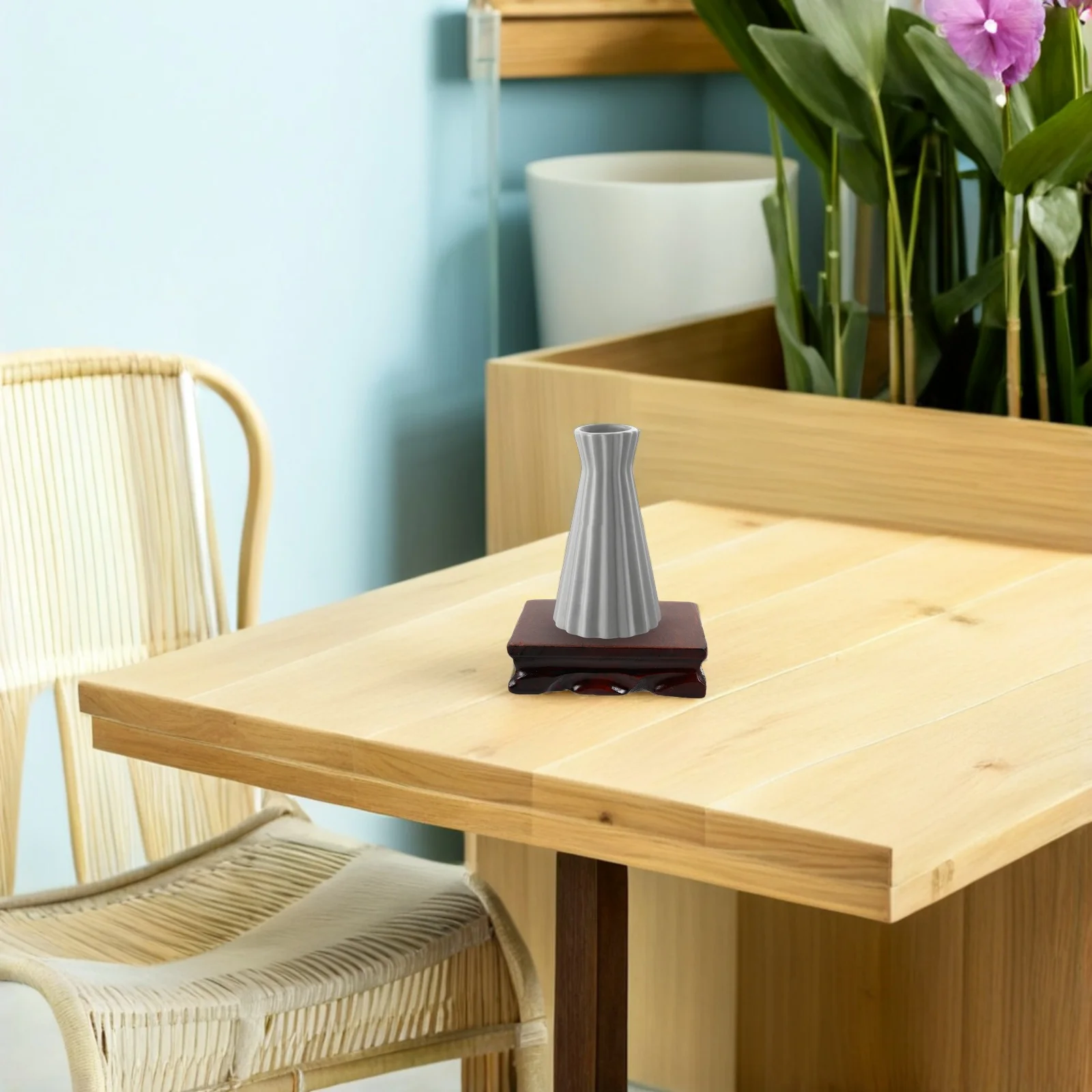 

2Pcs Solid Wood Oriental Pedestal Display Stand Square Wood Risers for Chinese Teaware Lamp Stands Indoor Flower Pots