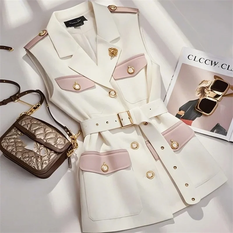 

Suit Vest Female Spring Autumn 2025 New Korean Fashion British Style Sleeveless Casual Waistcoat Women Jacket Outerwear Top