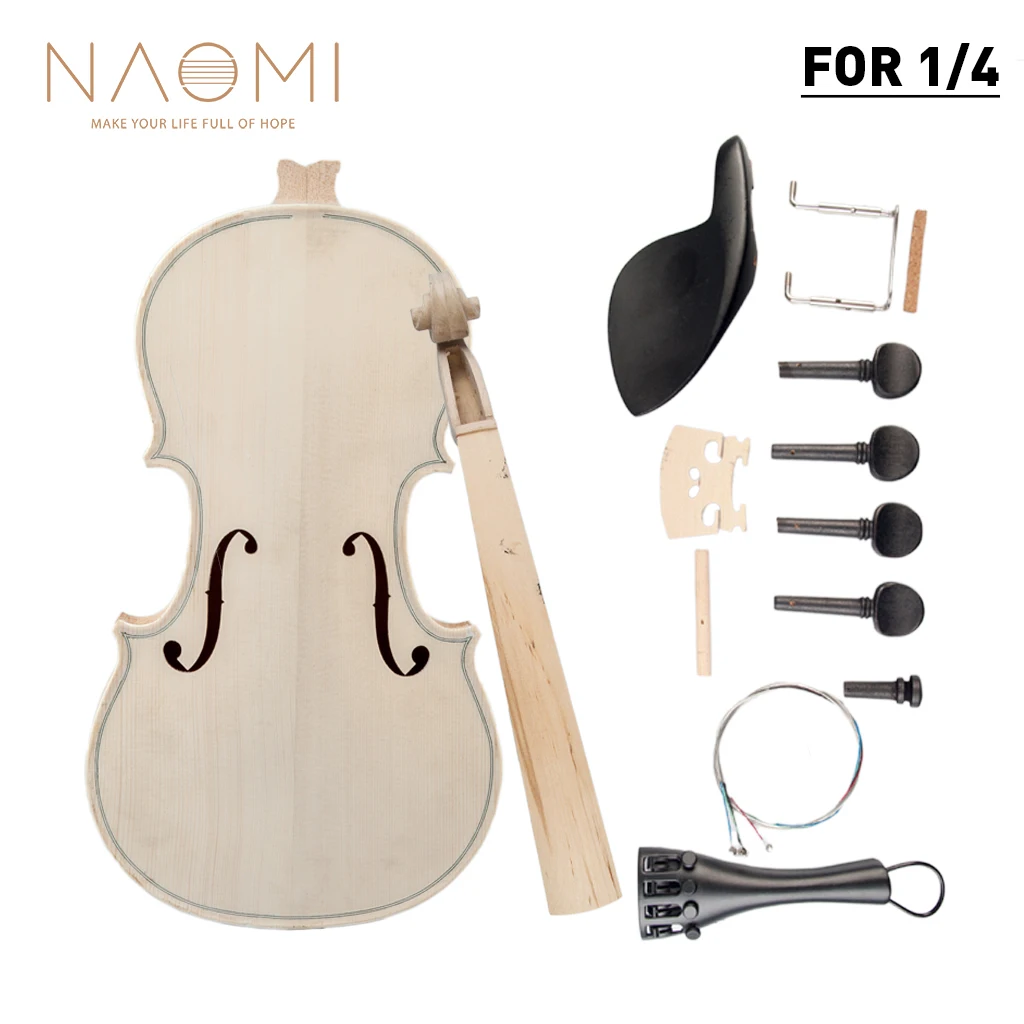 

NAOMI 1/4 DIY Violin Kit Natural Solid Wood Acoustic Violin Fiddle Kit W/ Spruce Top Maple Back Neck Fingerboard 1/4 Violin