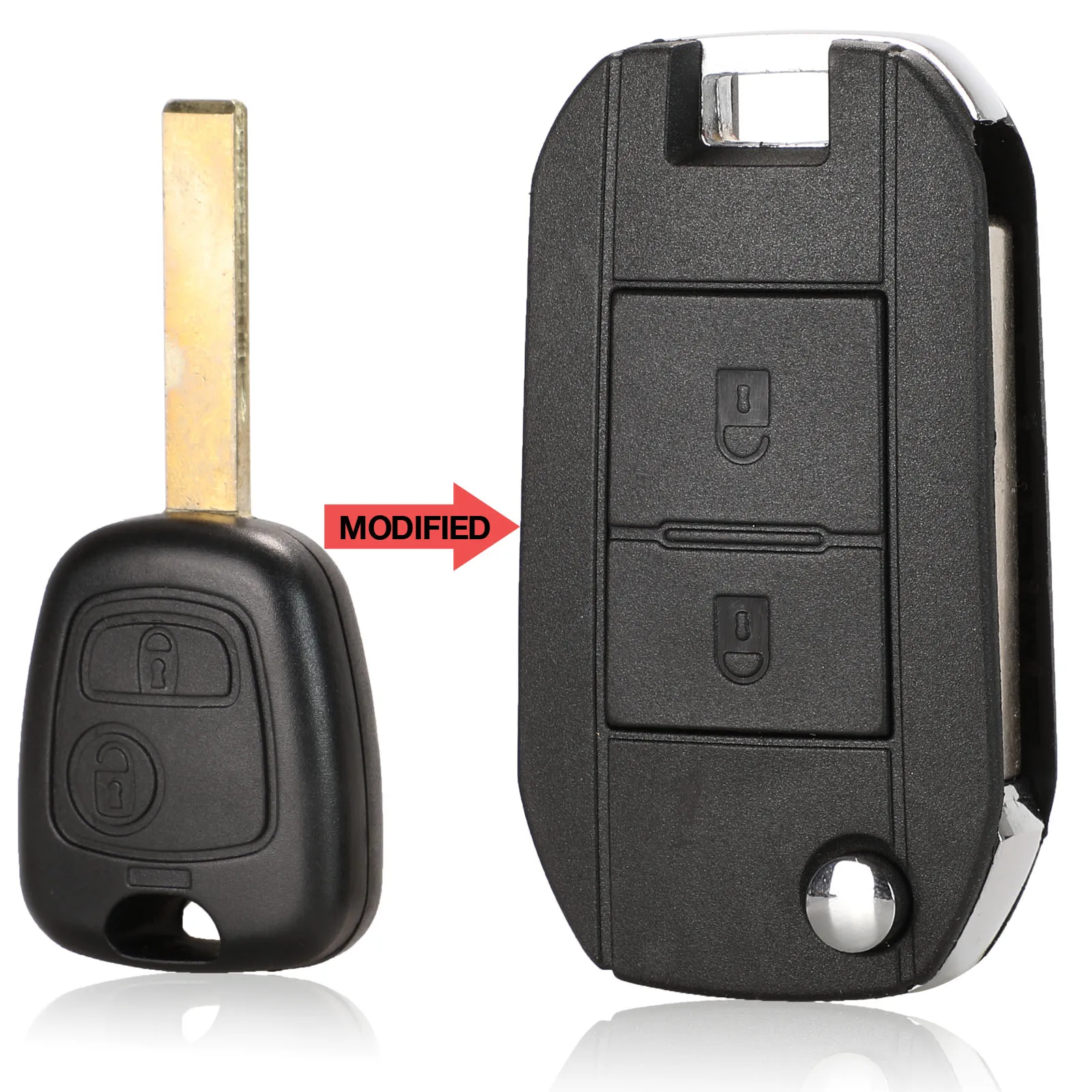 Jingyuqin Chiave A Distanza Dell\'automobile Fob Borsette Della Copertura Della Cassa 2 Bottoni Per Peugeot 106 206 306 406 Per Citroen C2 C3 Xsara