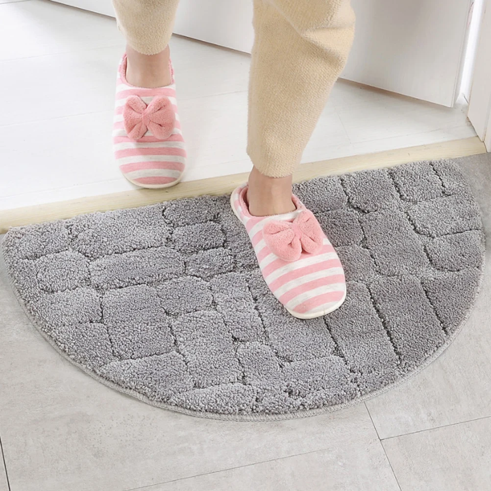 

1pc Water Absorption Mat Semicircle Fiber Semicircle Door Mat Doormat For Bathroom Kitchen Polypropylene Brown