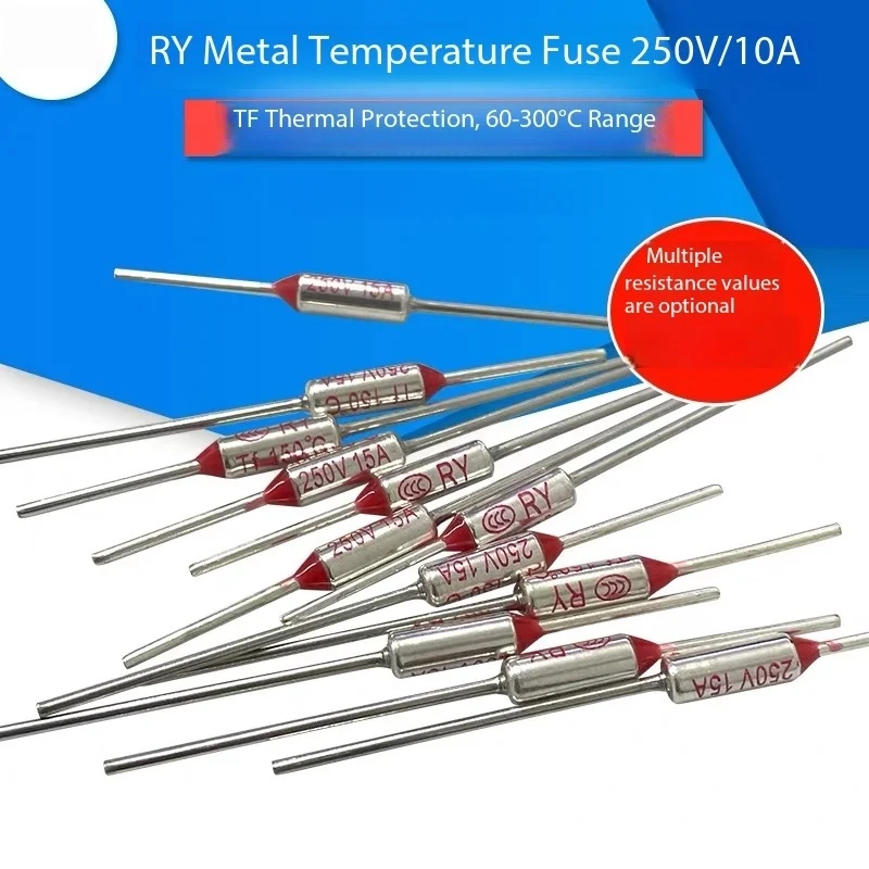 10PCS TF metal temperature fuse RY65/77/85/95/113/125/195/270/300 degrees 250V/10A