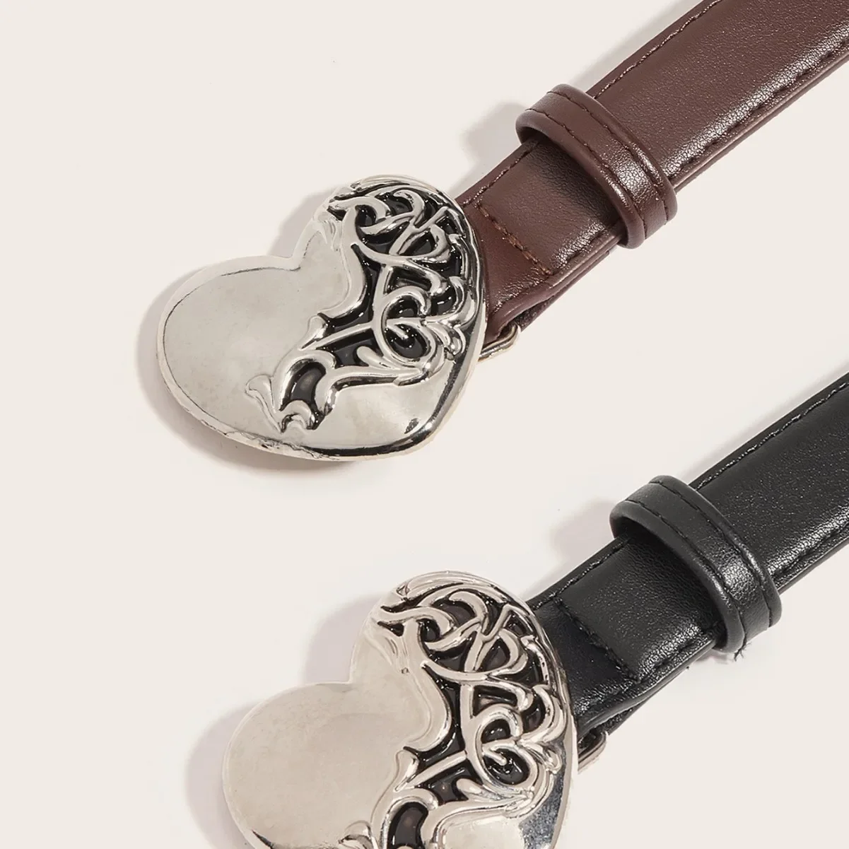 حار بيع جديد معدن القلب مشبك حزام تنوعا بسيطة وغير رسمية الرجعية حزام المرأة الديكور حزام الجينز الاتجاه #3