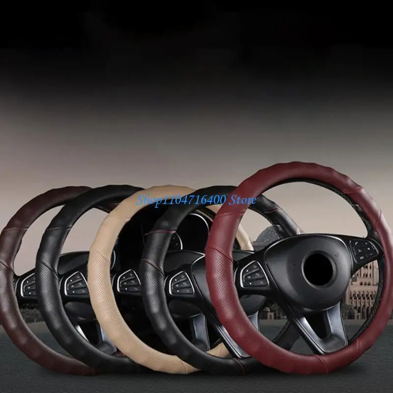 

y1gd Auto Car Steering Wheel Covers Better Grip Universal Car Interior Accessories Embossing Leather Skidproof Eco-friendly