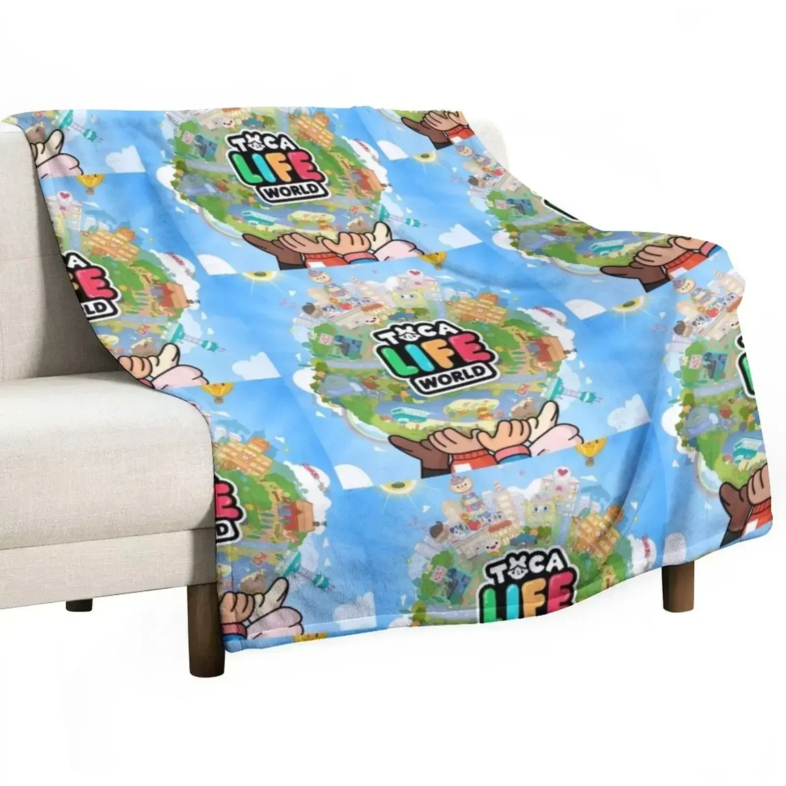 

Toca boca life kids happy Throw Blanket Sofa Quilt Moving halloween Blankets