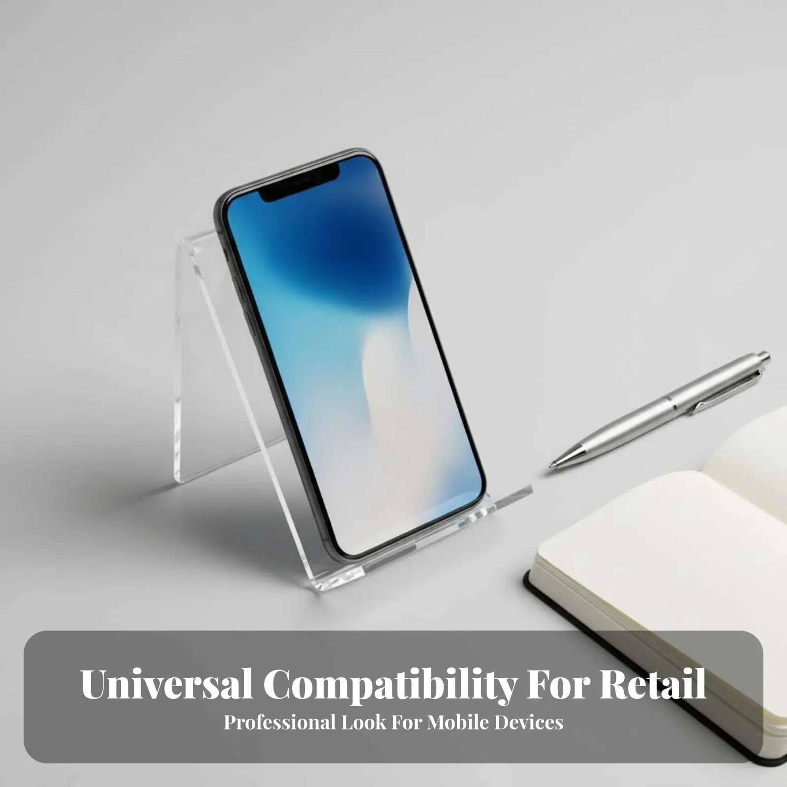 Angled Phsingle Rest Transparent Design Display Holder Universal Compatibility Handswithout Cost Viewing for Retailers