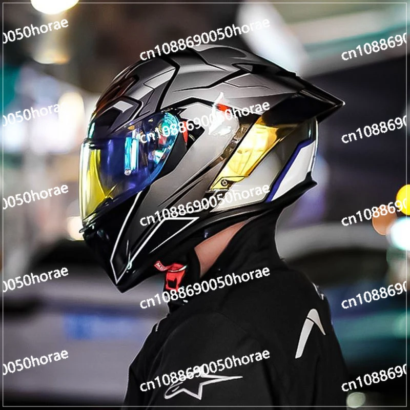 Motorcycle carbon fiber helmet male and female locomotive riders personalized bluetooth