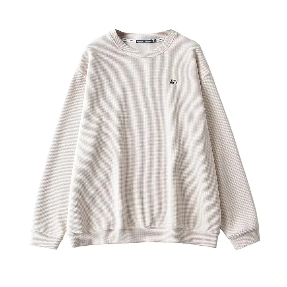 

Sweatshirts Women Tops Pullover Sweater Cotton Autum Long-sleeved Letter Embroidery Lazy European Waffle Leisurewear Pullovers