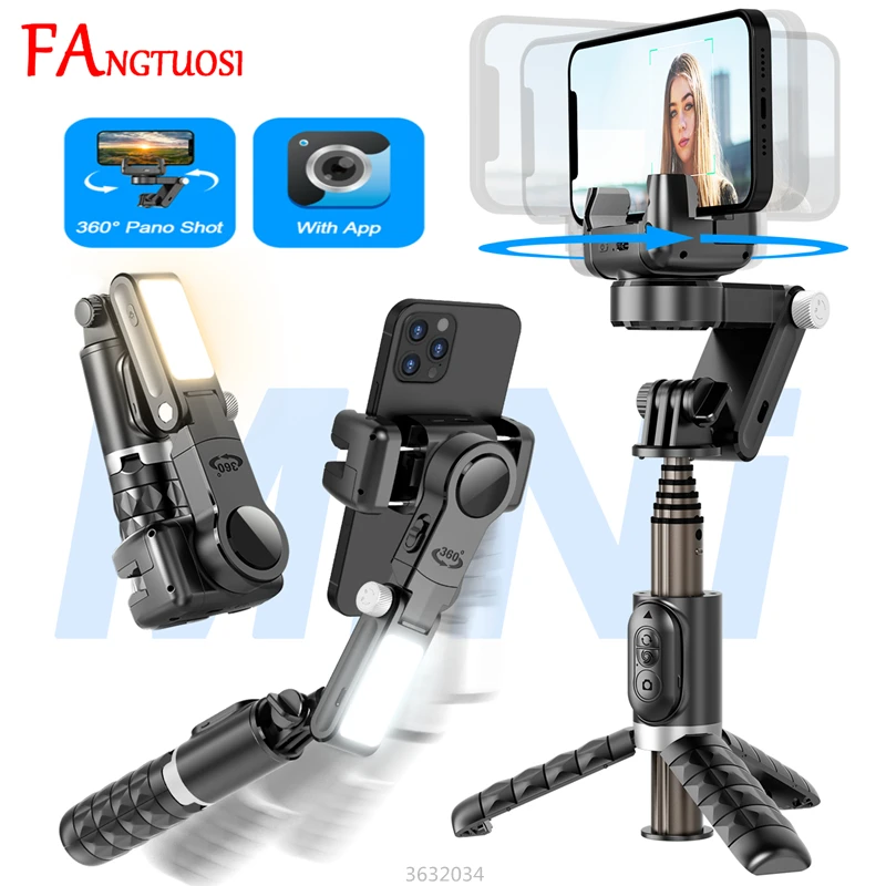 FANGTUOSI 2024 NEW Gimbal Stabilizer Desktop Following Shooting Mode Selfie Stick Monopod With Bluetooth Shutter For Smartphone