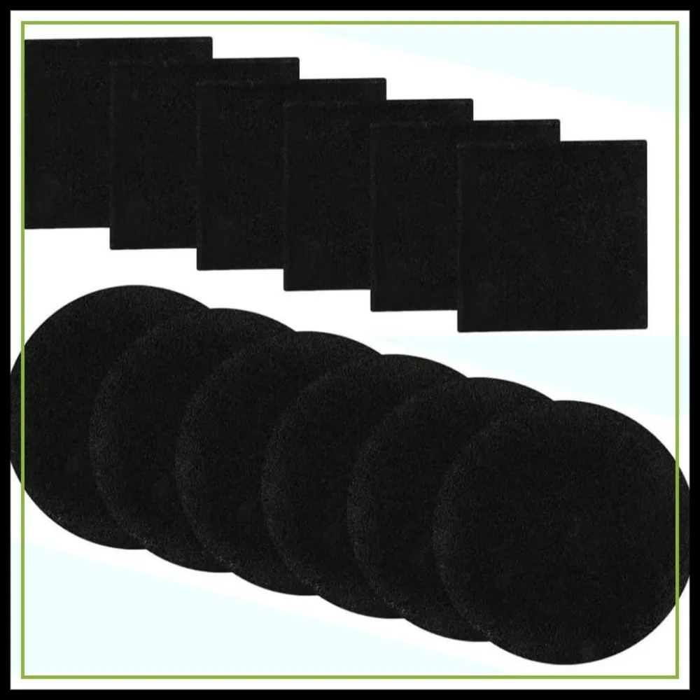 Compost Bin Filters, 12 Pcs Activated Carbon Filters for 1/1.3 Gallon Compost Pail, 6 Round 6.5" and 6 Square 4.65"