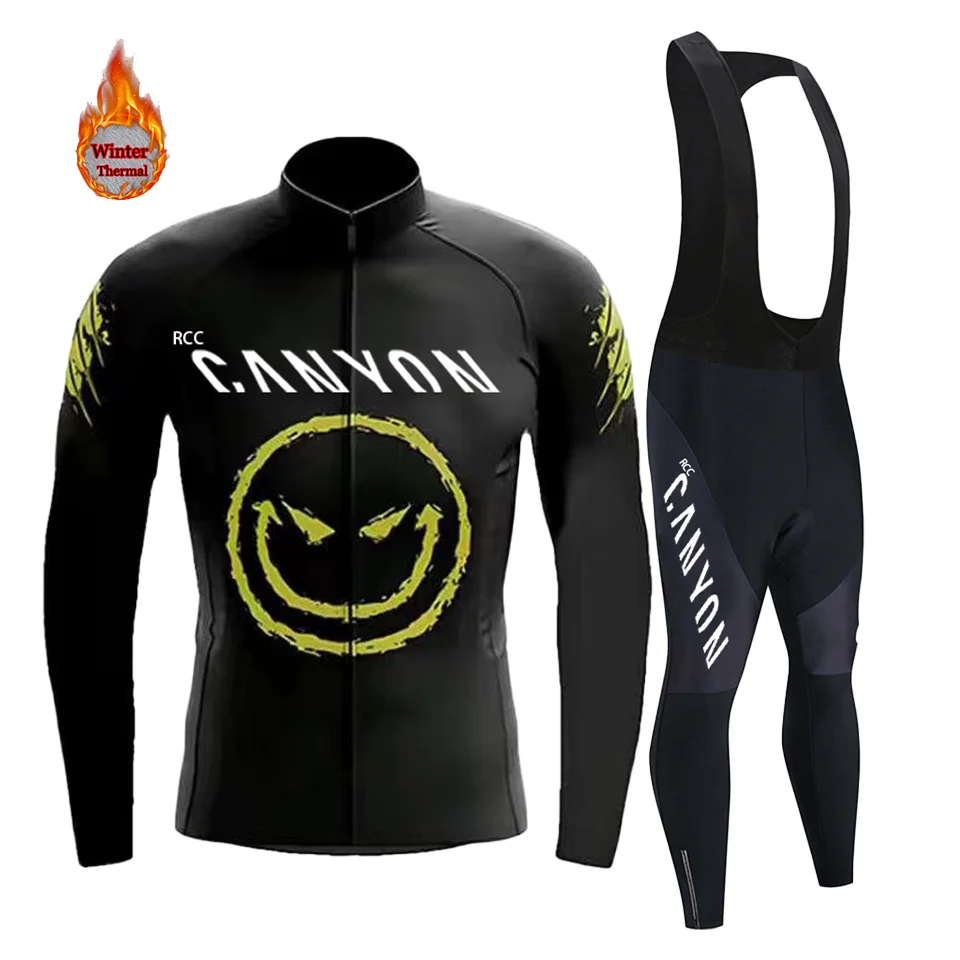 2025 RCC CANYON Winter Thermal Fleece Cycling Jersey Set Racing Bike Suit Mountian Bicycle Clothing Ropa Maillot Ciclismo Hombre