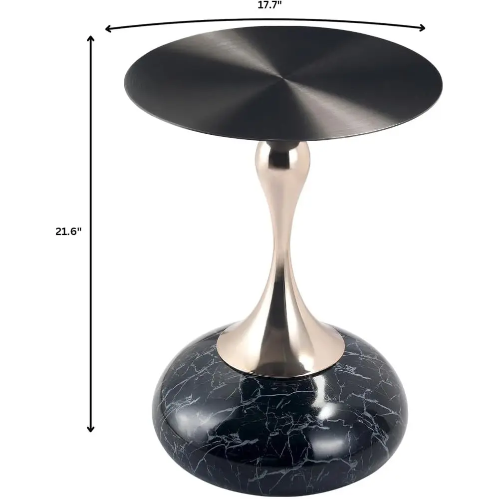 Architectural side profile of Muji Style Stainless Steel Round Accent Table featuring durable stainless steel construction