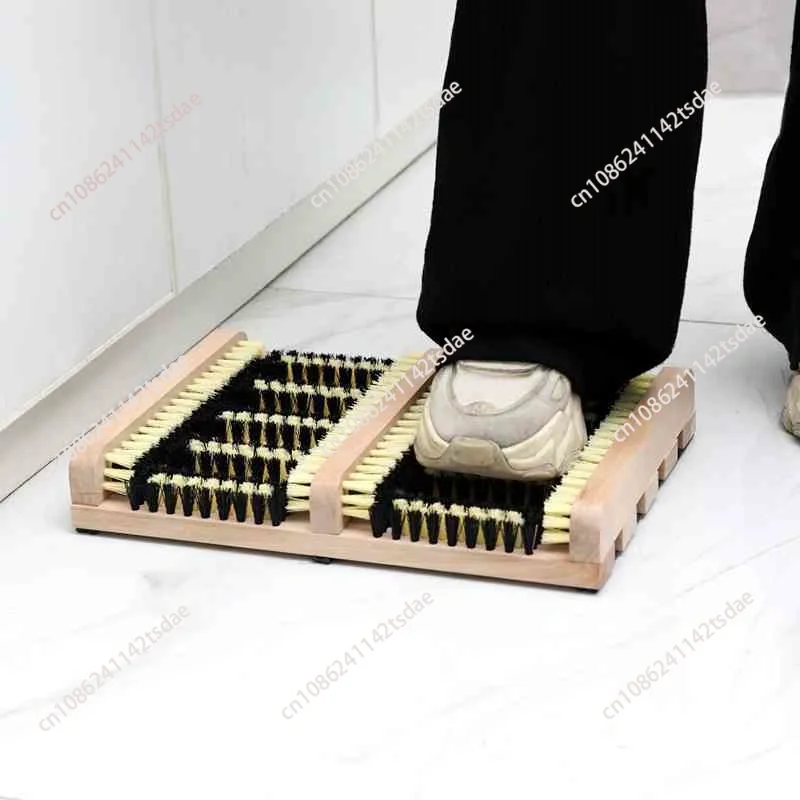 Home Shoe Shining Brush Cleaning Tool Lazy People Semi-automatic Solid Wood Outdoor Portable Shoe Shining Device