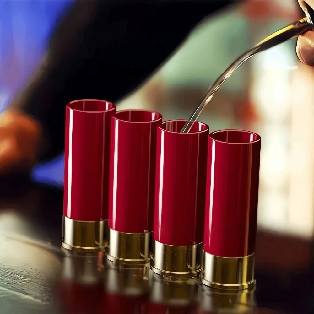 Conjunto de 4 Copos de Shot de Plástico, Calibre 12, Capacidade 36ML, Grau Alimentício, Copos de Tequila Criativos com Design de Lábios de Soldado