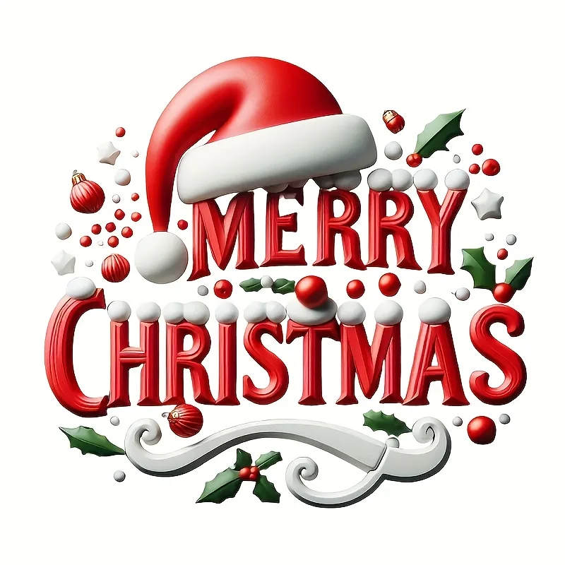 Christmas Santa Hat Candy Cane Holly Sticker Vinyl Decal for Car Laptop Truck Window Holiday Decoration