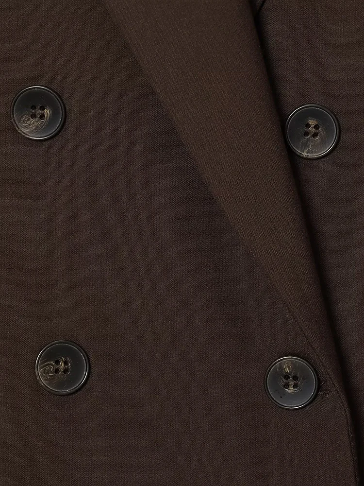 سترة بدلة نسائية عصرية وأنيقة مزدوجة الصدر على الطراز الأوروبي مع أكتاف مبطنة وبنطلون مستقيم الساق #5