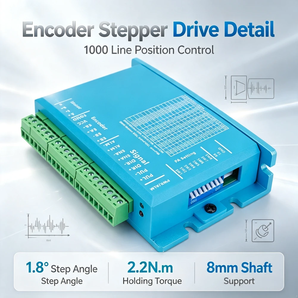 HBS57 Stepper Motor Driver 0-200kHz Hybrid Servo Driver AC20-80V/DC24-70V Encoder 1000 Lines 2-Phase for Nema23/Nema24 Motor