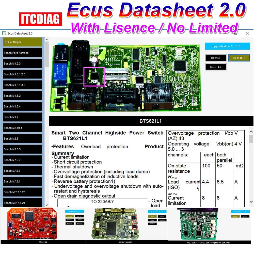 Ecus Datasheet 2.0 No Limited ECU Repair Software PCB Schematics with Electronic Components of Car ECUs & Additional Information