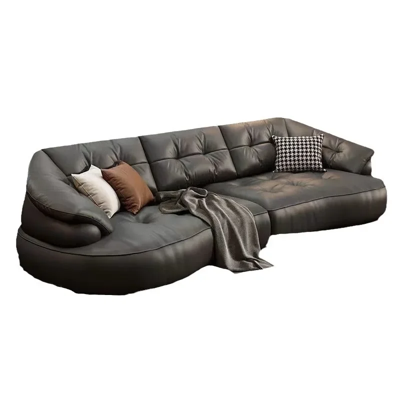 

Sofa living room small apartment cloud lazy black straight row