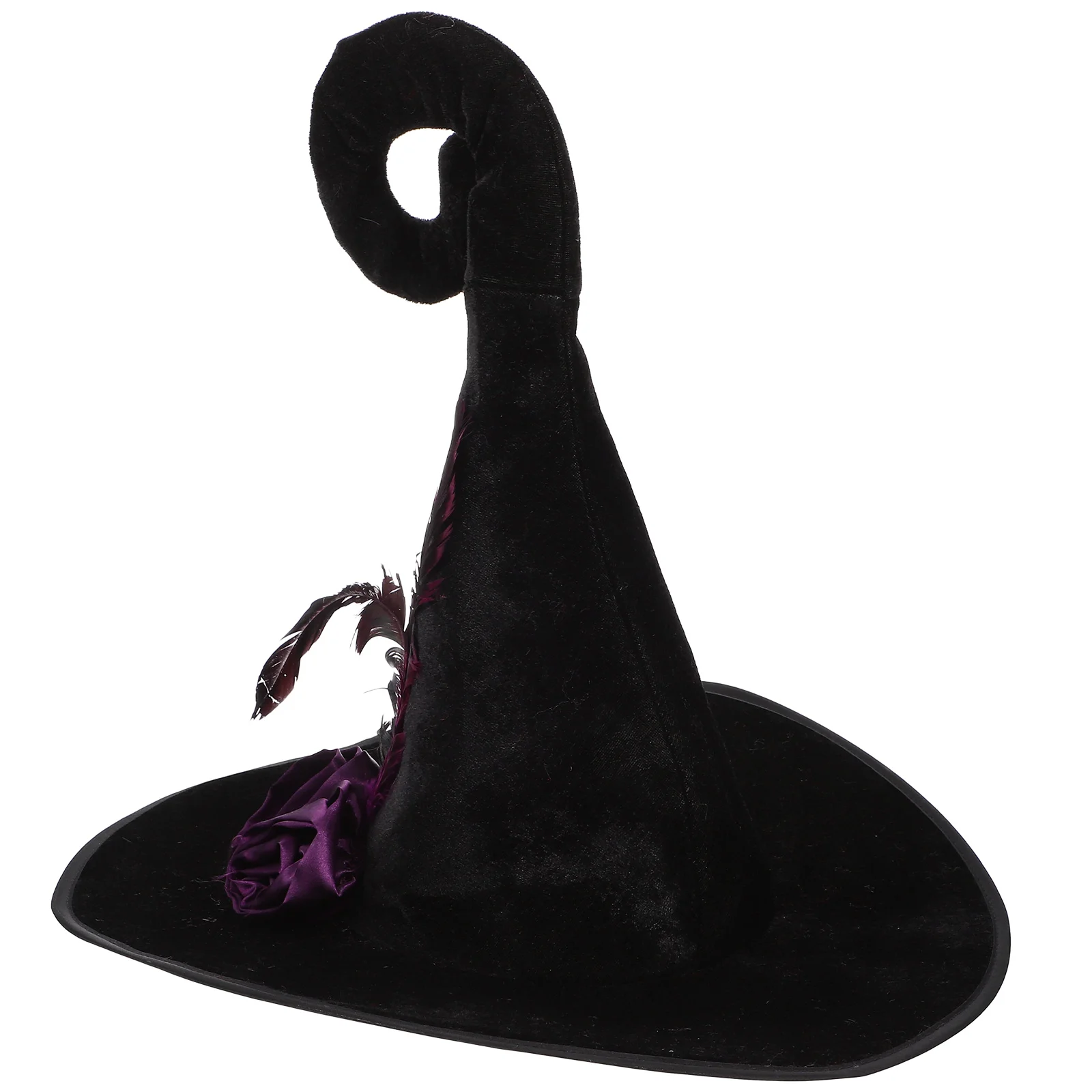 Witch Hat with Spider Angled Halloween Costumes Party Black Golden Velvet Decoration Child