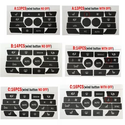 13/14/16pcs Dashboard Air Conditioner AC Button Heater Switch Sticker Decals For BMW 5 6 7 Series X5 X6 F10 F18 F06 F12 F01 F02