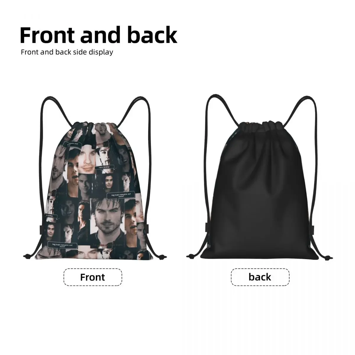 Custom Damon Salvatore The Vampire Diaries Drawstring Bag Women Men Lightweight Fantasy Film Sports Gym Storage Backpack