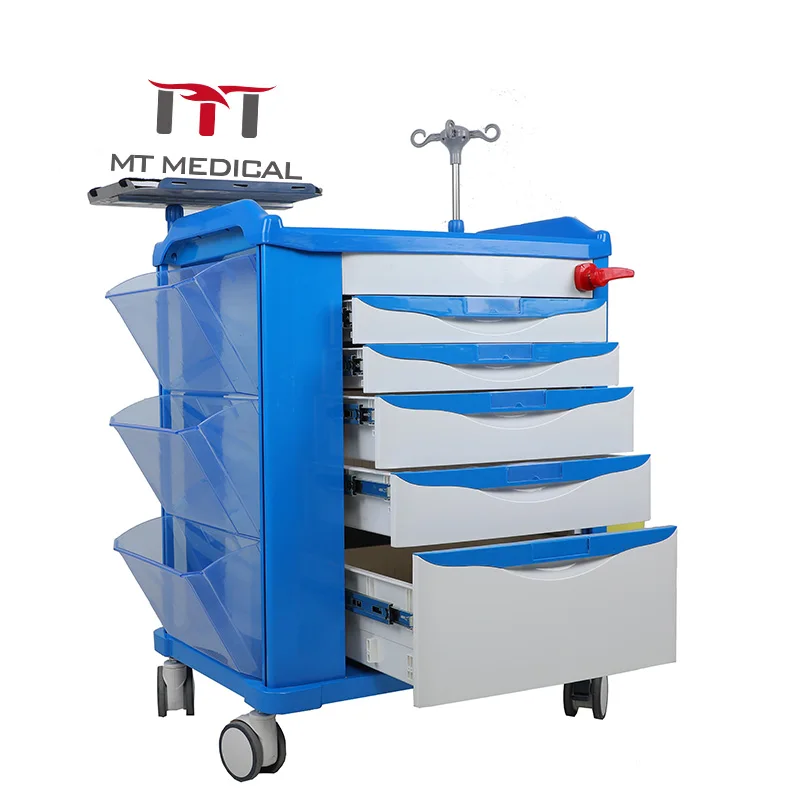 MT MEDICAL Full Accessories Luxury Hospital Furniture Hospital Crash Cart Medical Clinic Emergency Trolley