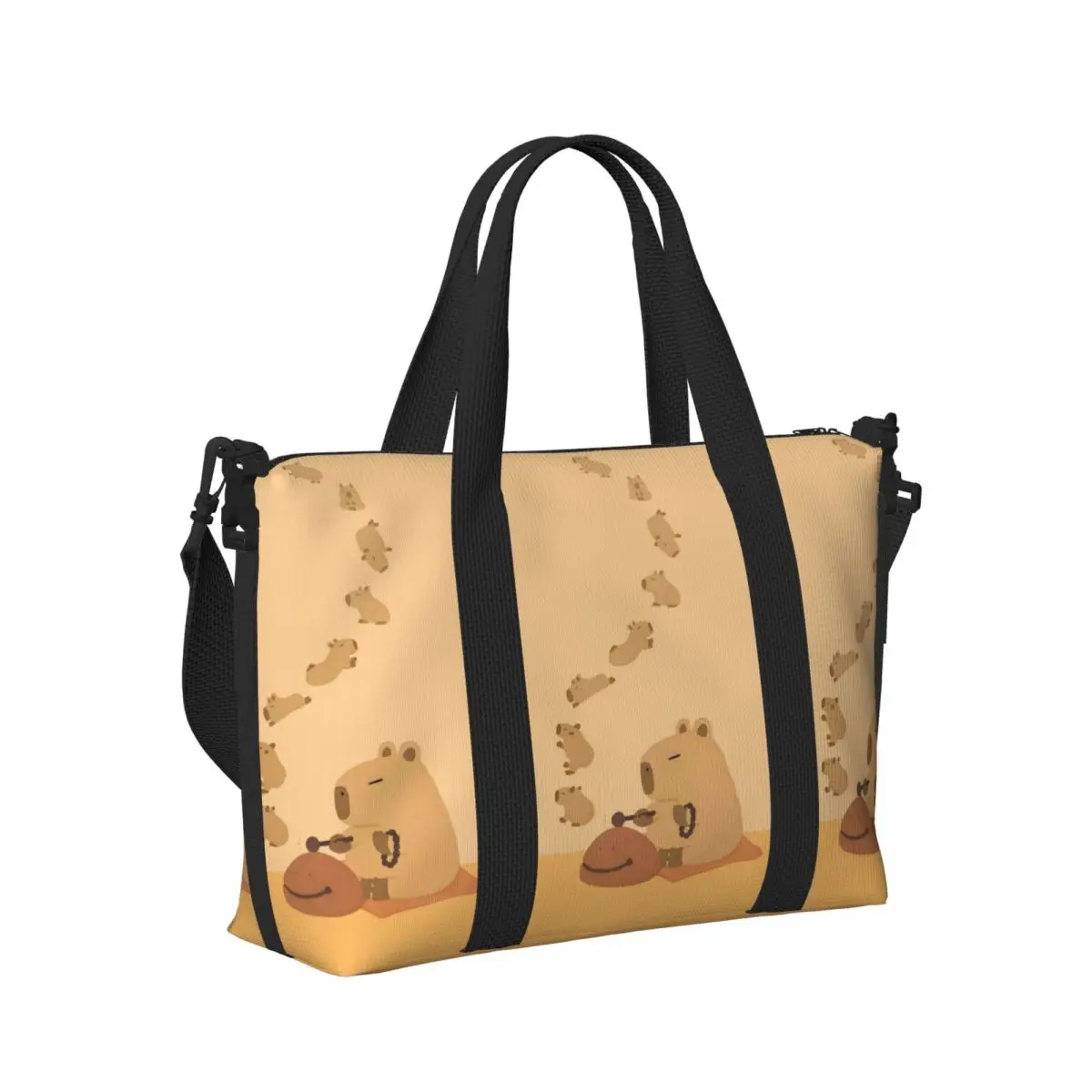 مخصص كابيبارا حمل حقيبة المرأة سعة كبيرة لطيف أنيمي شاطئ رياضة حقيبة الكتف السفر #3