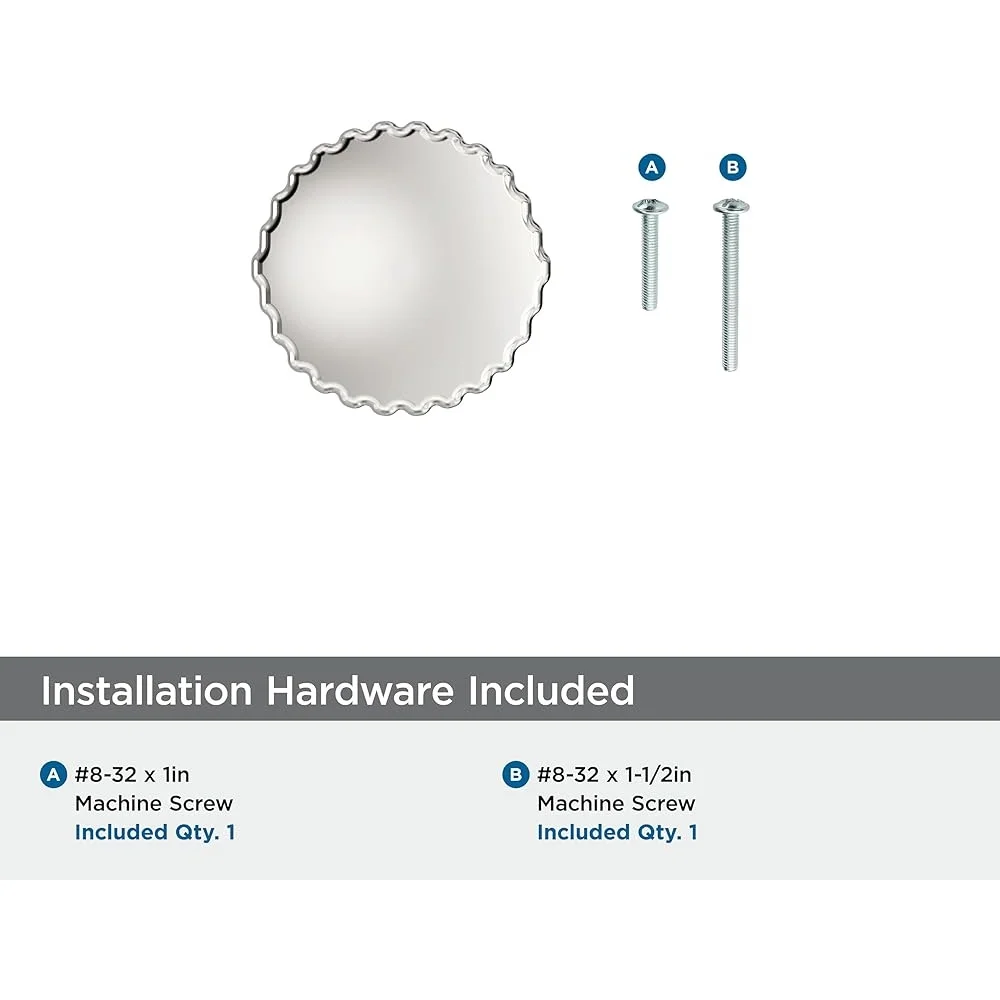 Perilla de gabinete de níquel pulido transicional, 29 mm de diámetro, construcción de zinc, fácil instalación, hardware incluido, cajón duradero