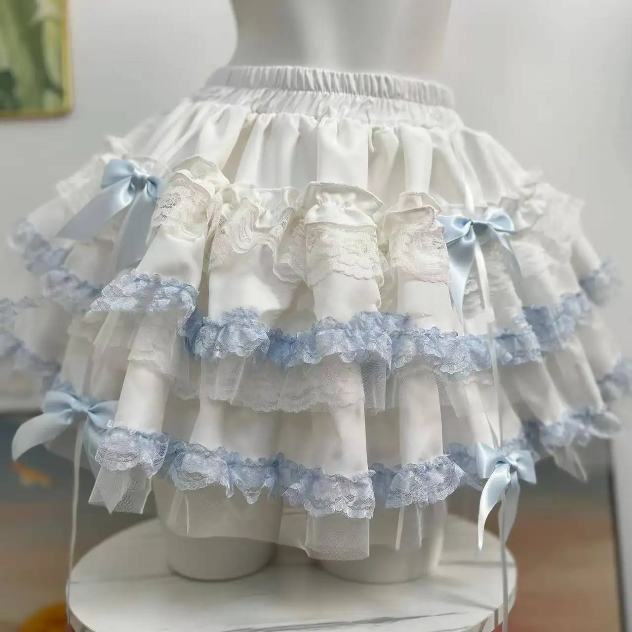 اليابانية الحلو Y2k تنورة صغيرة الساخن الفتيات لوليتا عالية الخصر المرقعة القوس لطيف تنورة Harajuku موضة كعكة التنانير جديد