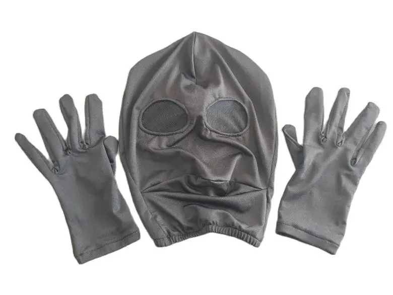 Halloween Zwarte Kleur Open Ogen Toevoegen Mesh Masker Met Handschoenen Set Cosplay Kostuums Spandex Zentai Kostuums Party Accessorie