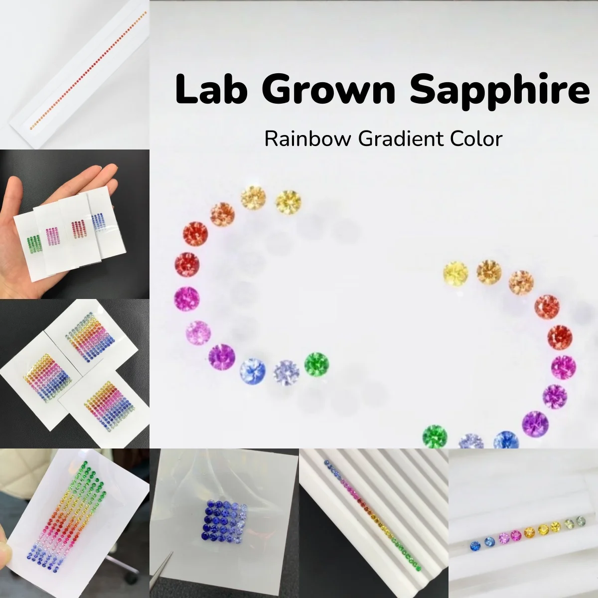 

Round Lab Grown Rainbow gradient Color Sapphire Colorful Gemstone for Women Jewelry Making Anniversary Gift Wedding Ring Inlay
