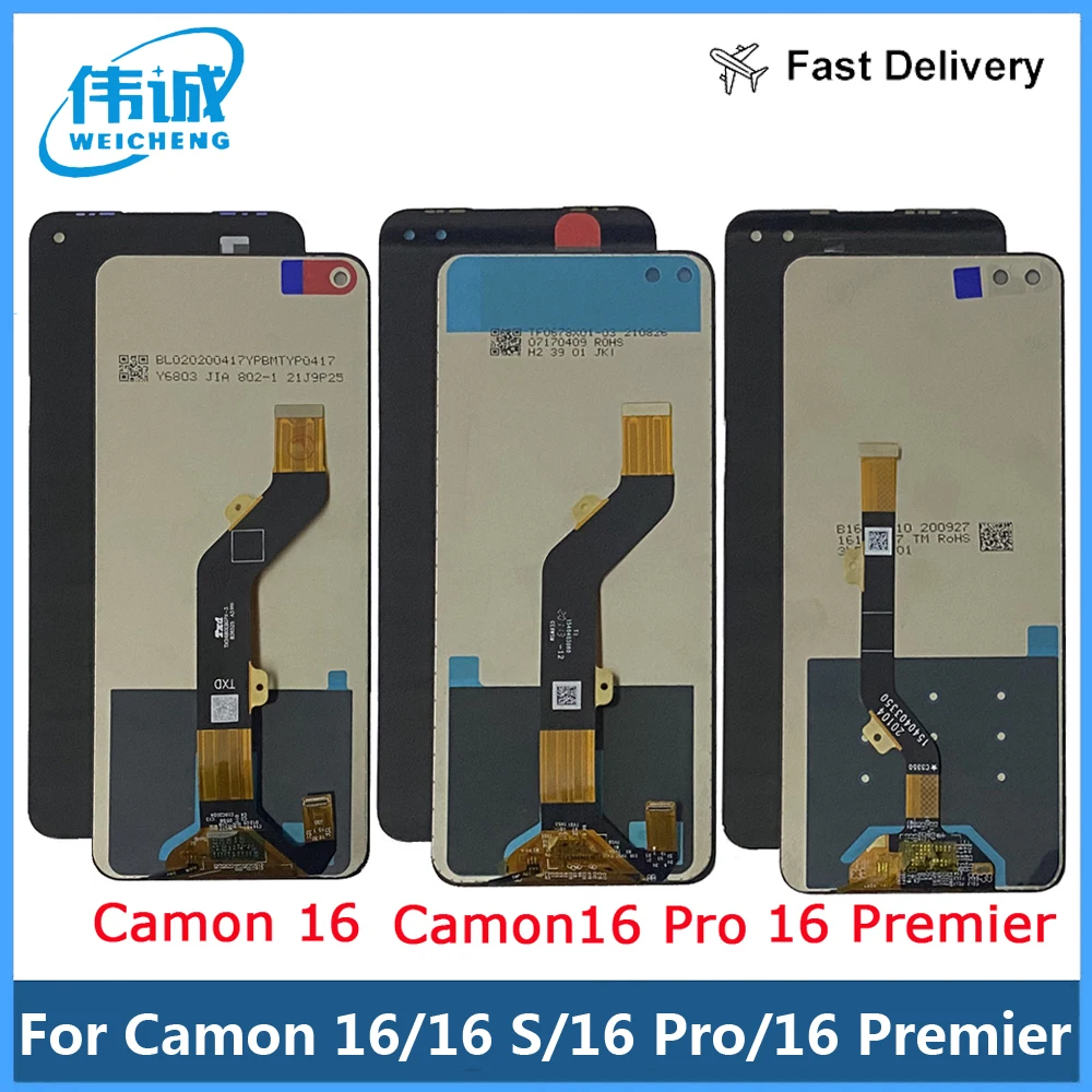 For Tecno Camon 16 Pro CE8 LCD Display With Touch Screen Assembly Digitizer Replacement LCD Camon16 CE7 Camon 16 Premier CE9 lcd