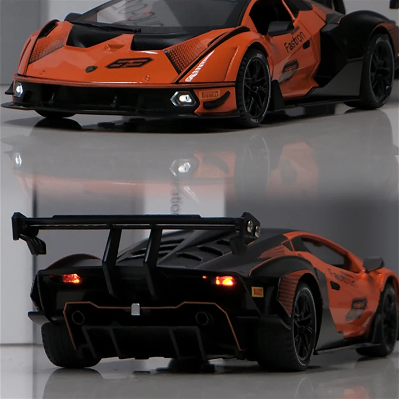 Lambos-modelo de coche deportivo de aleación SCV12 1:24, vehículo de juguete y troquelado, simulación de sonido y luz, juguetes de colección,