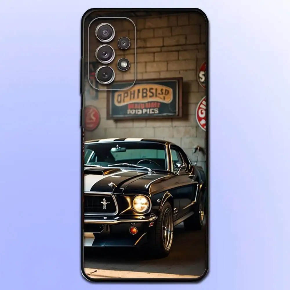 Capa de telefone Classic Racing M-Mustang para Samsung S25, S24, S21, S22, S23, S30, Ultra, S20, Plus, Fe, Lite, Note, 10,9,5G Capa preta