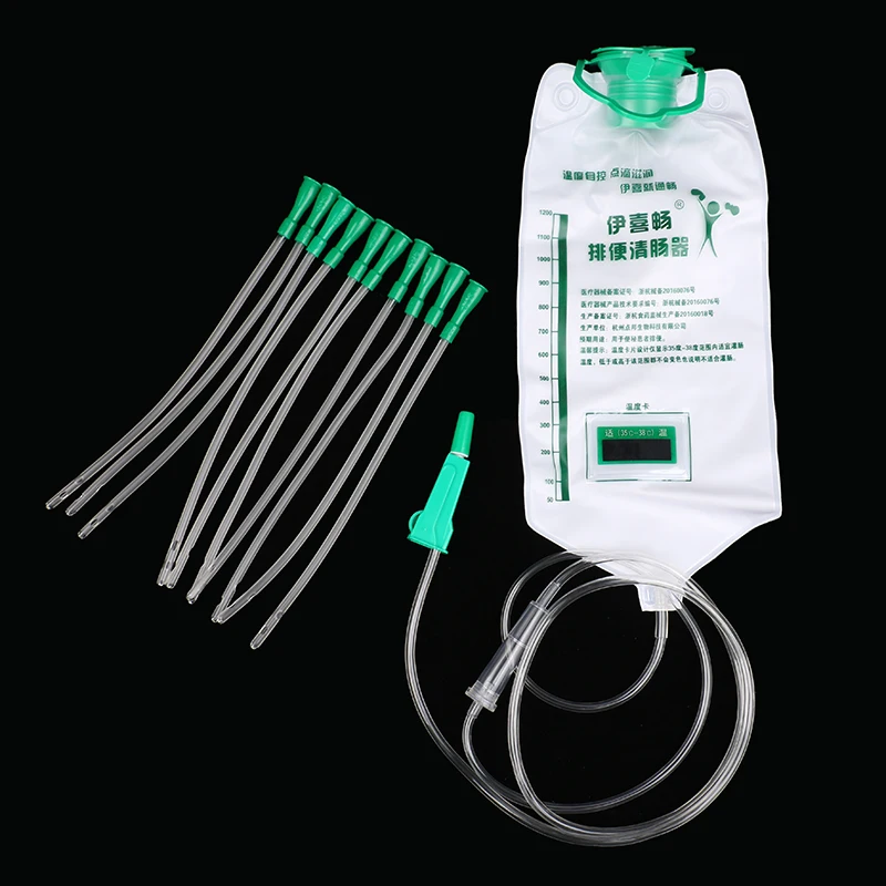 1200ML Home Enema Intestinal Flushing Bags Spa Coffee Enema Bag With 10pcs Tube Bowel Detoxification Colon Hydrotherapy Device