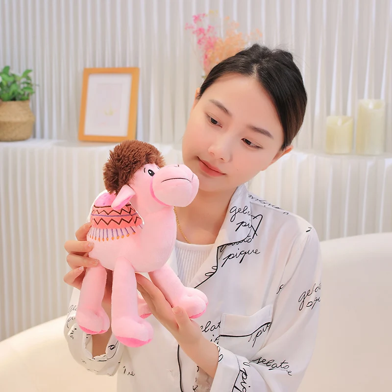 20-28CM Simulation Camel Plush Toy Stuffed Soft Lifelike Pink Camel Pillow Doll Toys for Girls Birthday Xmas Gift Decor