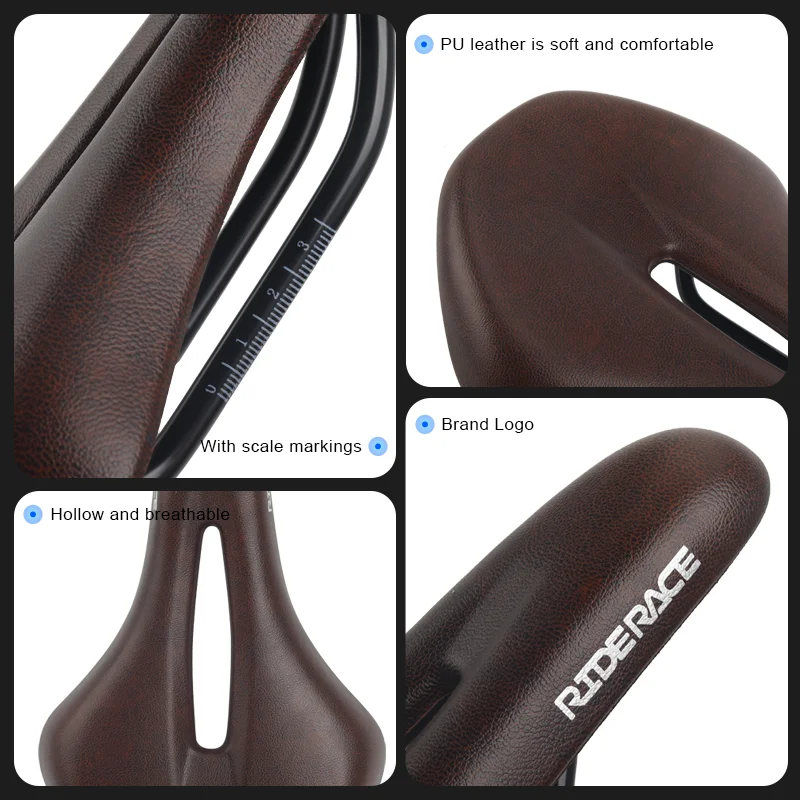 Fahrradsattel aus PU-Leder, bequemer, weicher MTB-Rennradsitz, einteiliger, hohler, atmungsaktiver, stoßdämpfender Outdoor-Fahrradsitz – Detail 3