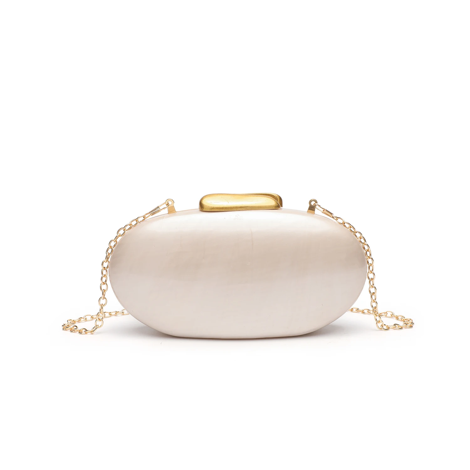 

New dinner bag French pearl print acrylic Goose egg shell bag Wedding party evening bag clutch bag chain