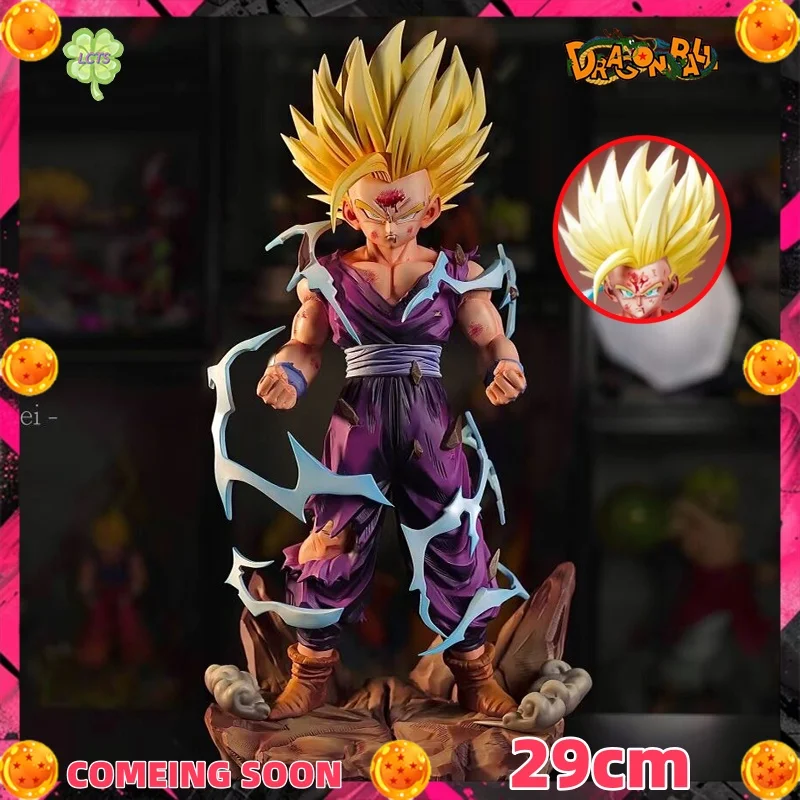 【EN STOCK】Figura de anime Dragon Ball SSJ2 Gohan de 29 cm, figura de Son Gohan con 2 cabezas, estatua de PVC, modelo de colección, juguete para niños, regalo de Navidad